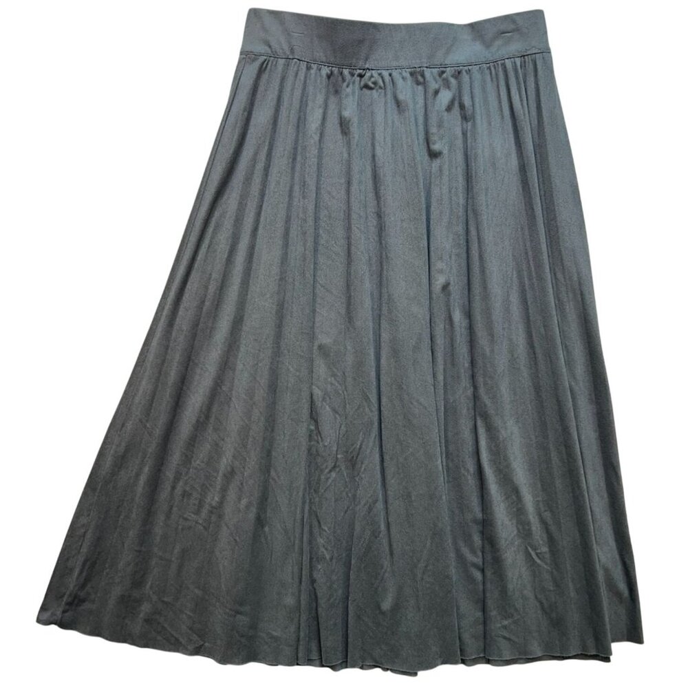 Tahari Womens Preppy Pleated Knit Skirt Size M Elastic Waist Charcoal Gray